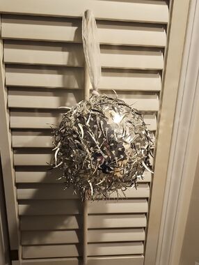 Huge 15“ Silver Sequin Holiday Ornament Ball